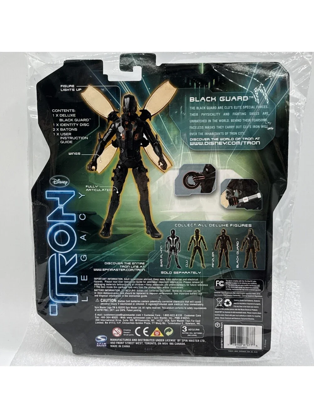 Disney Tron Legacy Deluxe Black Guard Action Figure 2010 Spin Master Series 1